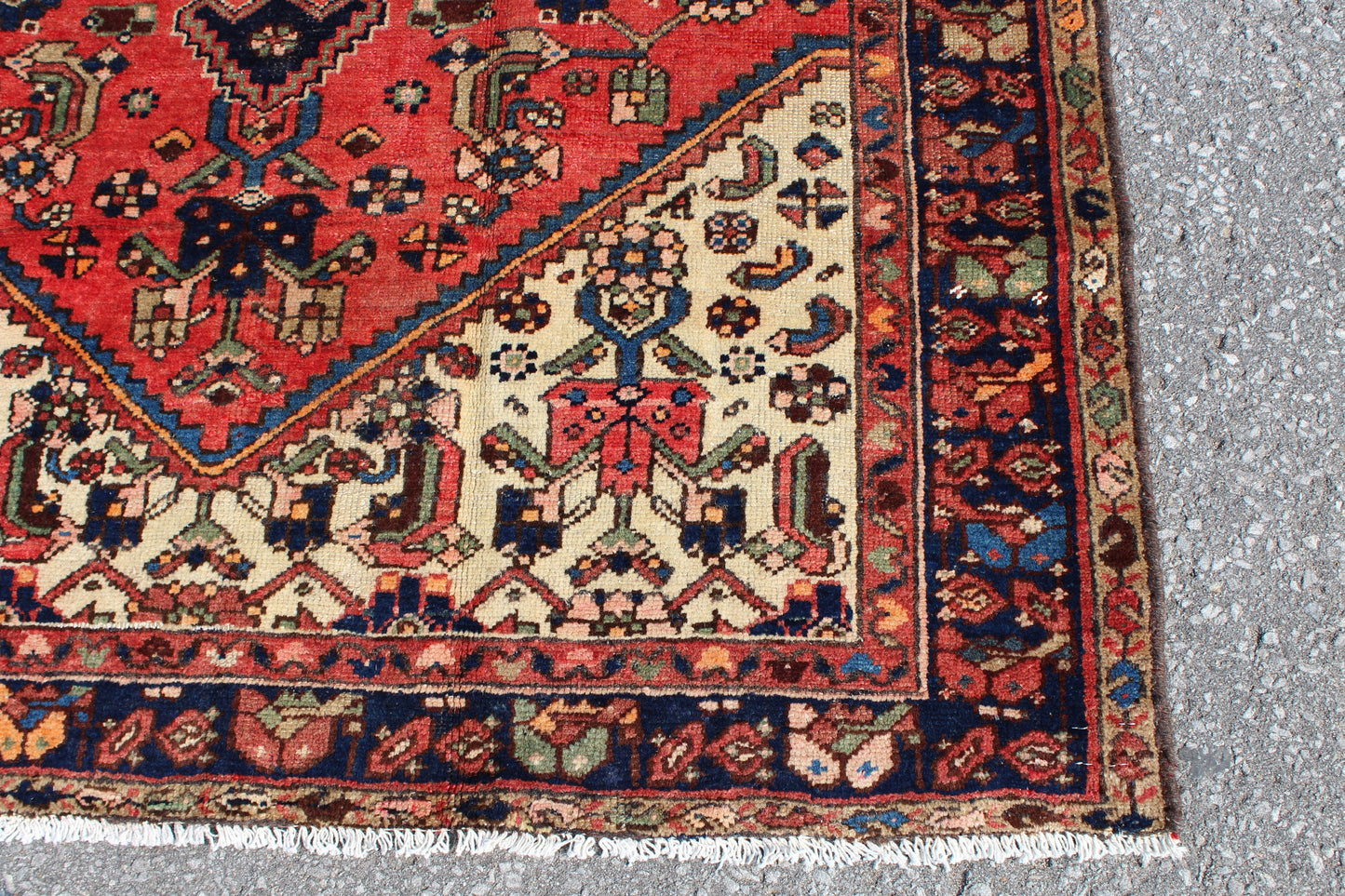 Coral Hexagon Medallion on Ivory background Hand Knotted Area Rug