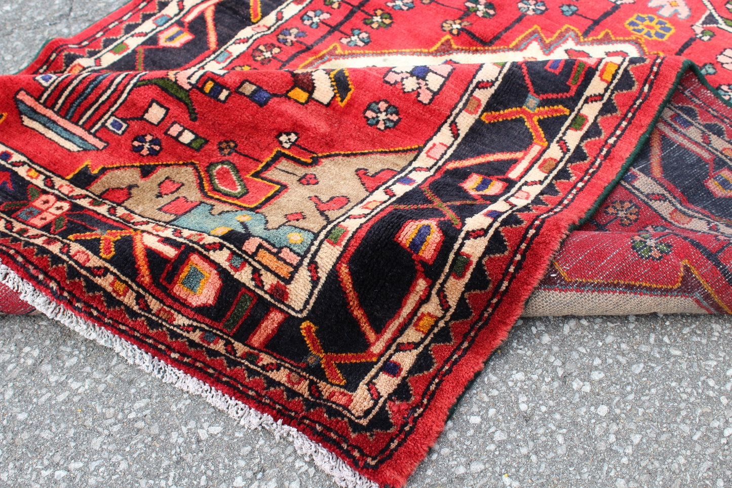 Red 4x6 Vintage Rug | Tribal Oriental Persian Rug | Kazak Bohemian Rug | Handmade Rug