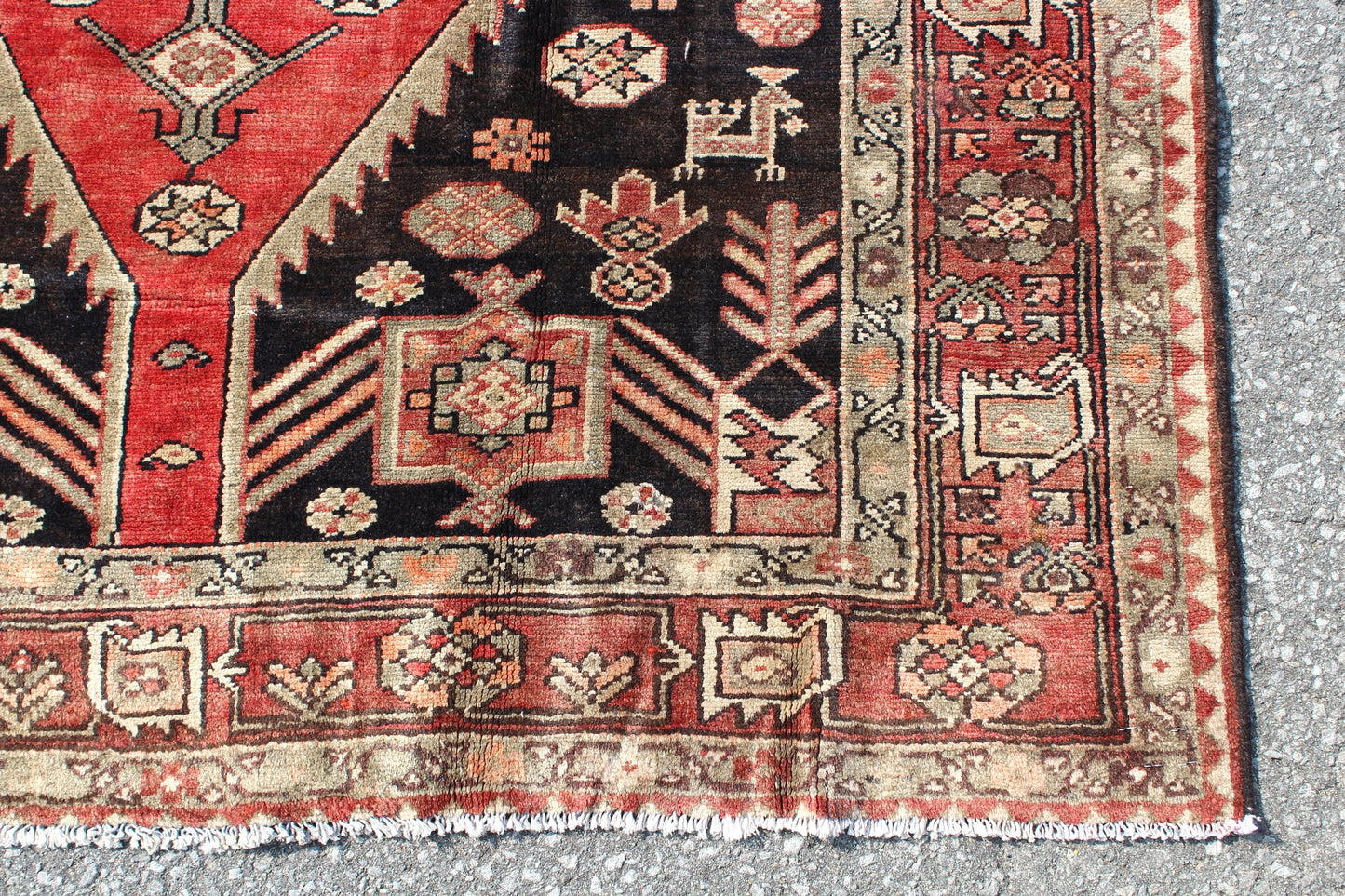 Red Blue 5x7 Vintage Rug | Tribal Oriental Persian Rug | Kazak Bohemian Rug | Handmade Rug