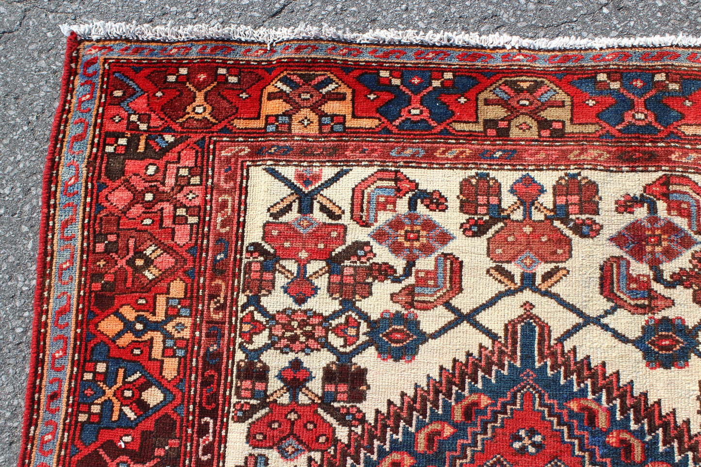 Red Blue 4x7 Vintage Rug | Tribal Oriental Persian Rug | Kazak Bohemian Rug | Handmade Rug