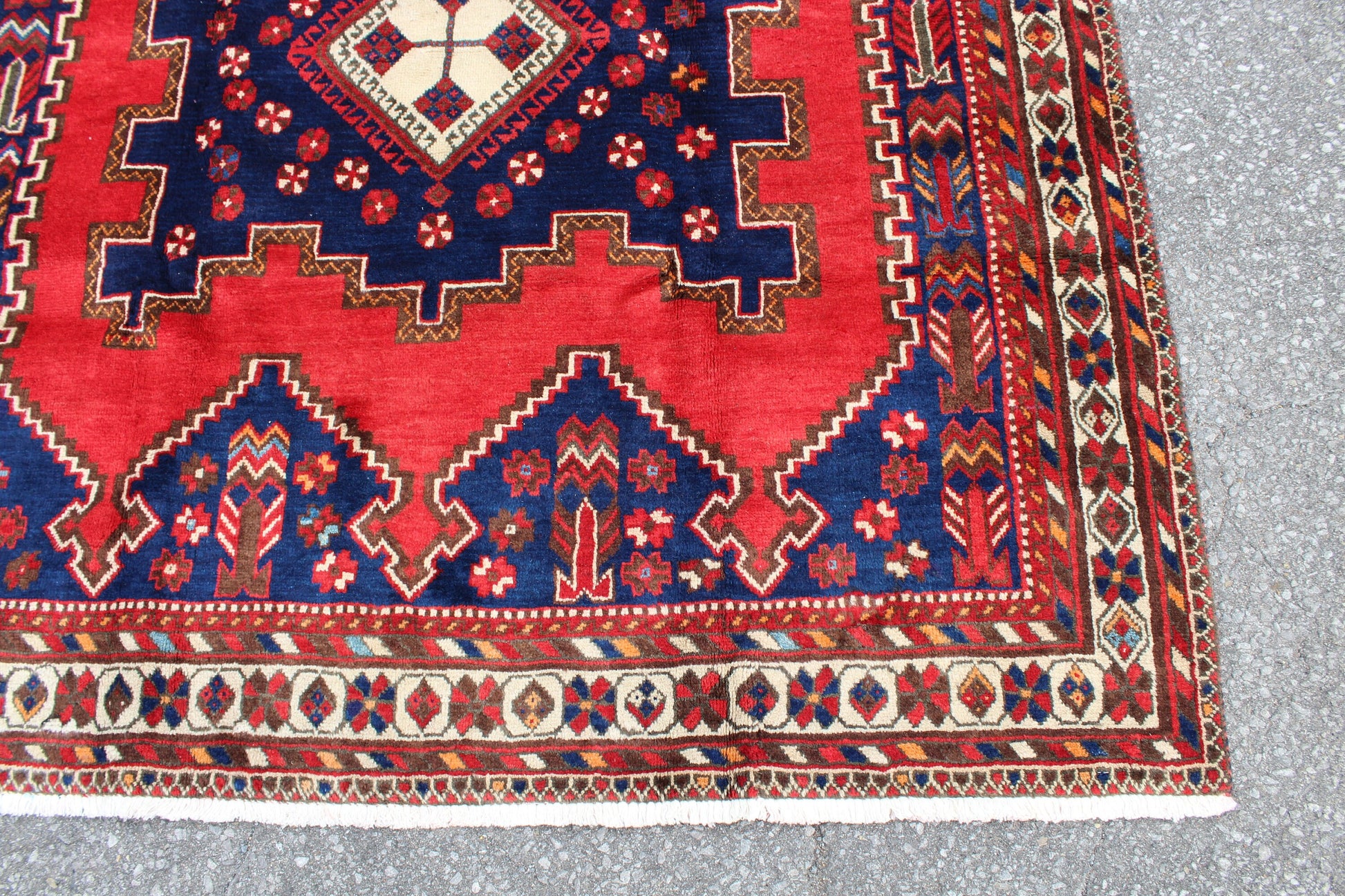 Red Blue 6x8 Vintage Rug | Tribal Oriental Persian Rug | Kazak Bohemian Rug | Handmade Rug