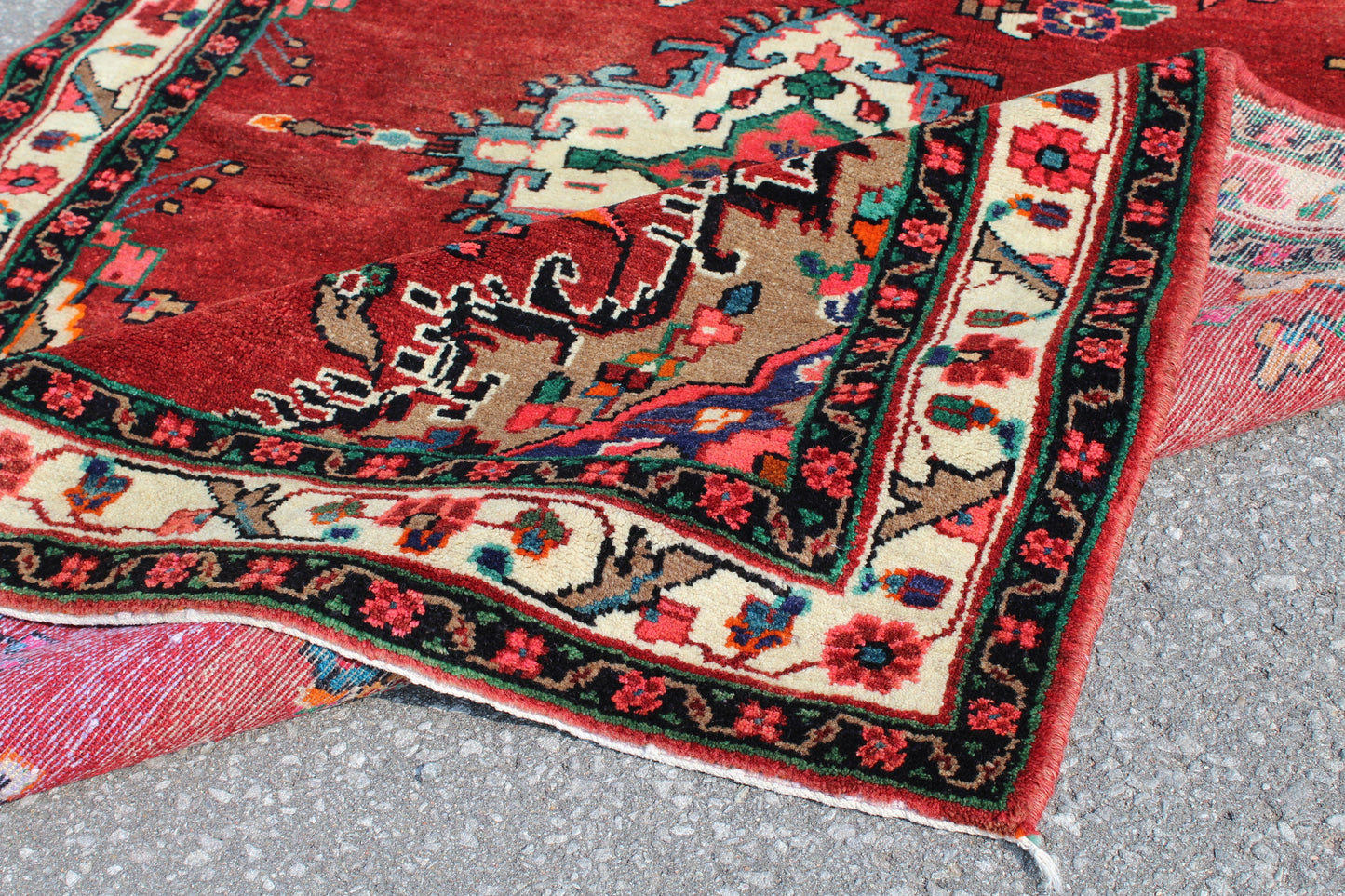 Red Beige 4x6 Vintage Rug | Tribal Oriental Persian Rug | Kazak Bohemian Rug | Handmade Rug