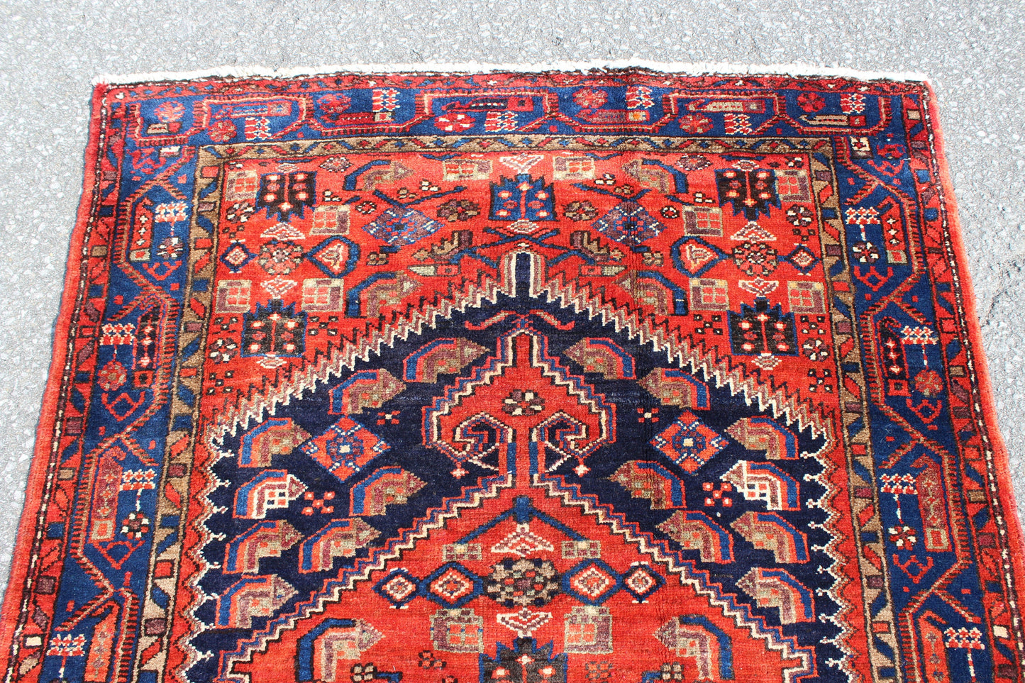 Red Blue 4x7 Vintage Rug | Tribal Oriental Persian Rug | Kazak Bohemian Rug | Handmade Rug