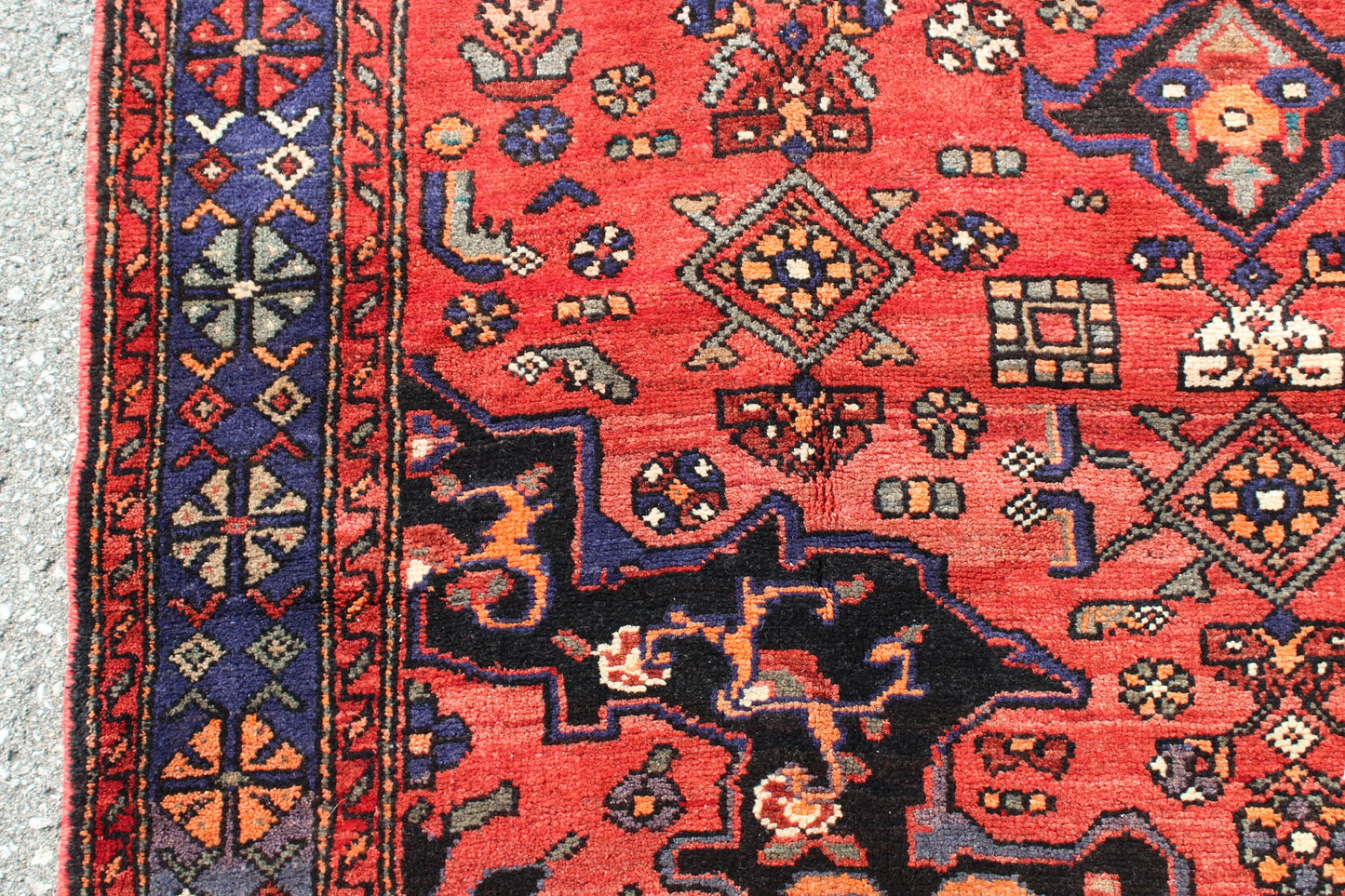 Red Black 5x8 Vintage One of a Kind Rug