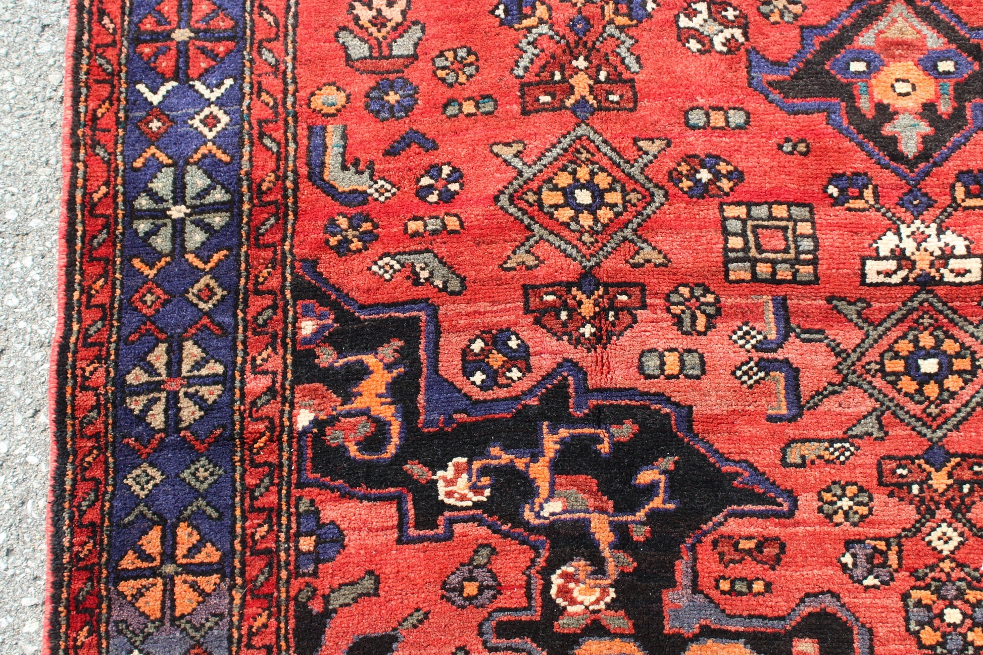 Red Black 5x8 Vintage One of a Kind Rug