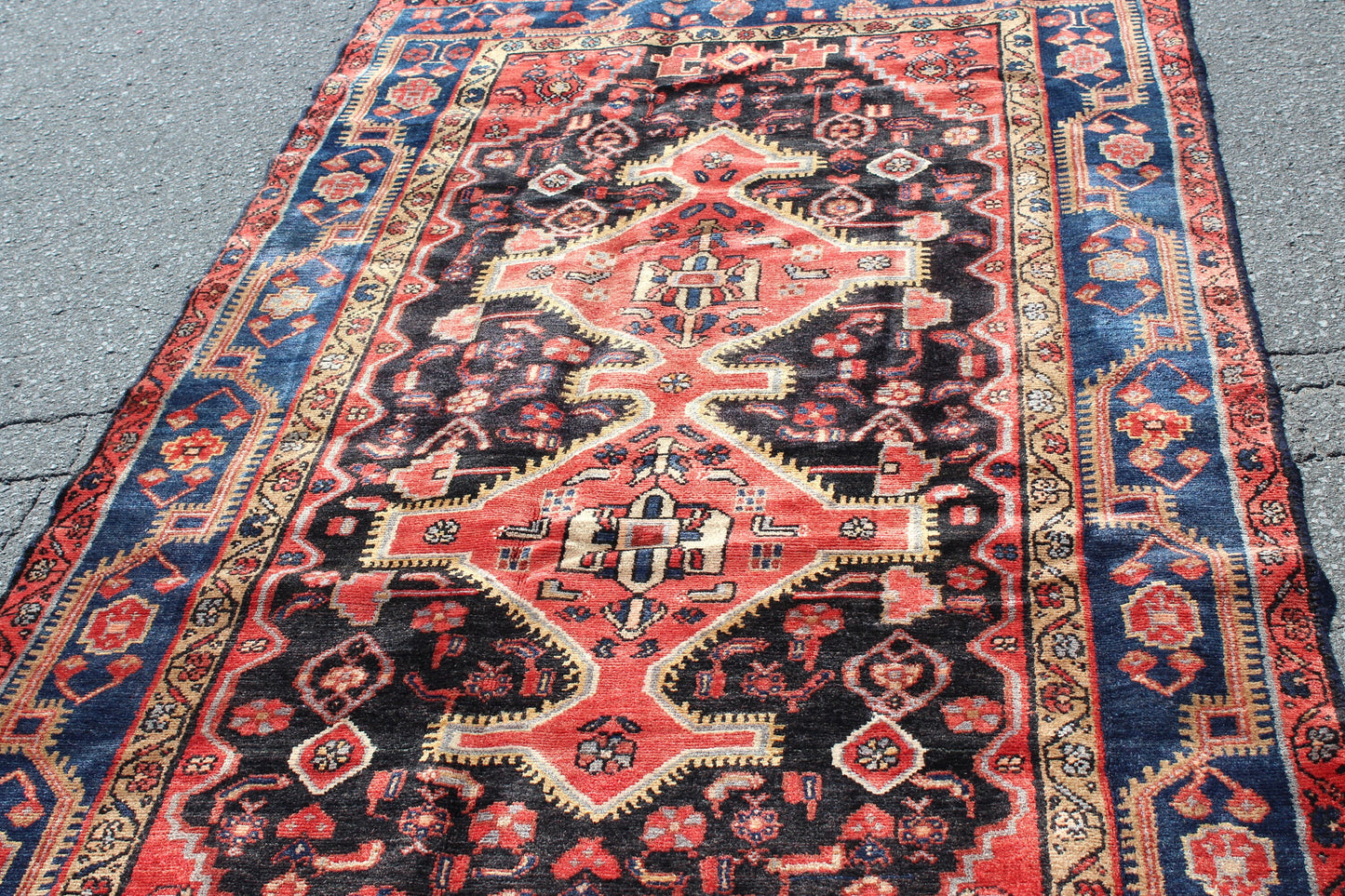 Red 4x8 Vintage Long Pink Rug | Handmade Tribal Turkish Rug