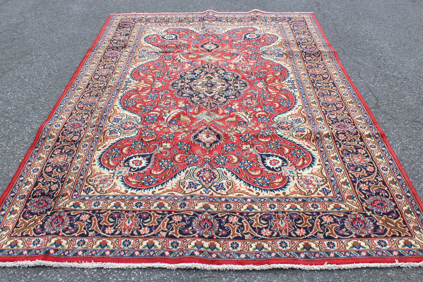 Red Blue 7x10 Vintage Rug | Tribal Oriental Persian Rug | Kazak Bohemian Rug | Handmade Rug