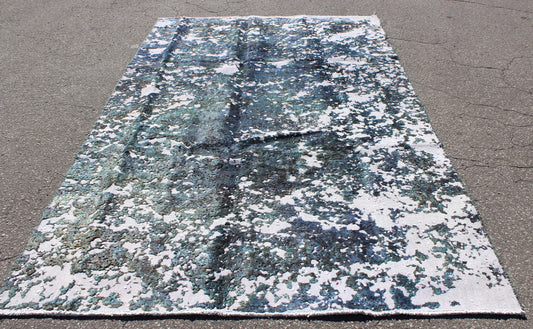 White Blue 6x9 Vintage Rug | Tribal Oriental Persian Rug | Kazak Bohemian Rug | Handmade Rug