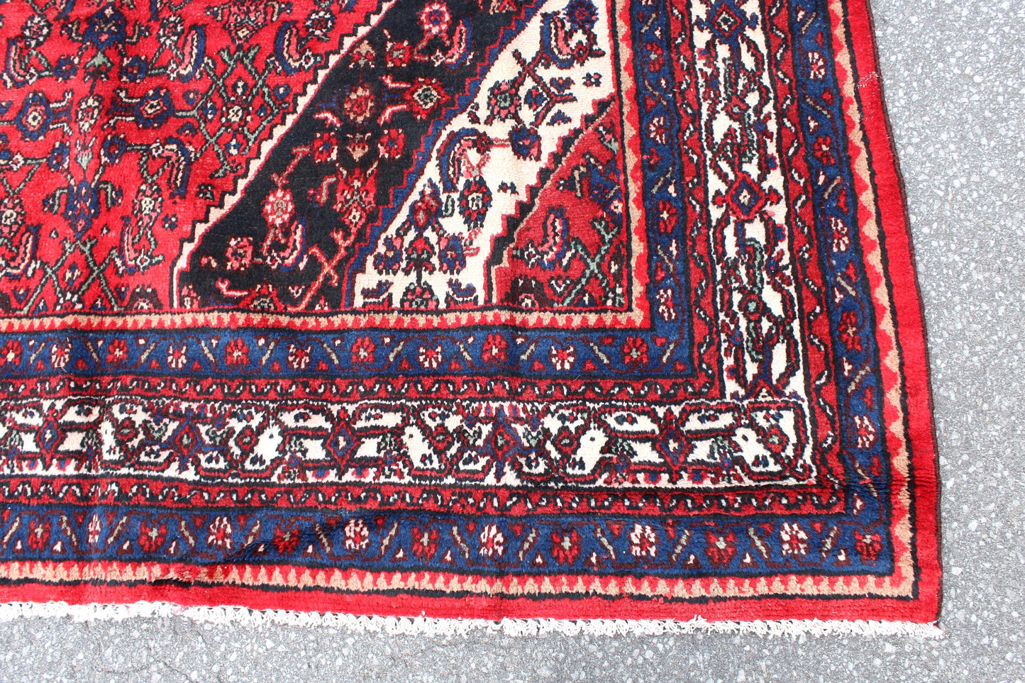 Bright Red Persian Style 7x10 Rug | Vintage Handmade