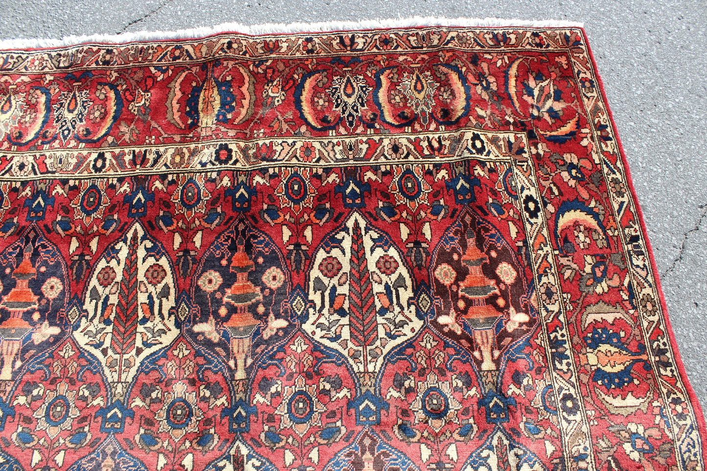 Red Blue 7x11 Vintage Rug | Tribal Oriental Persian Rug | Kazak Bohemian Rug | Handmade Rug