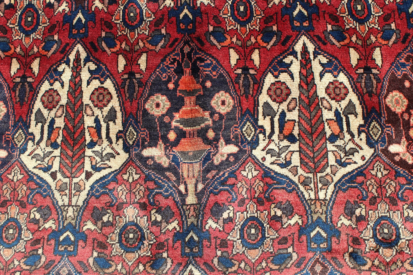 Red Blue 7x11 Vintage Rug | Tribal Oriental Persian Rug | Kazak Bohemian Rug | Handmade Rug