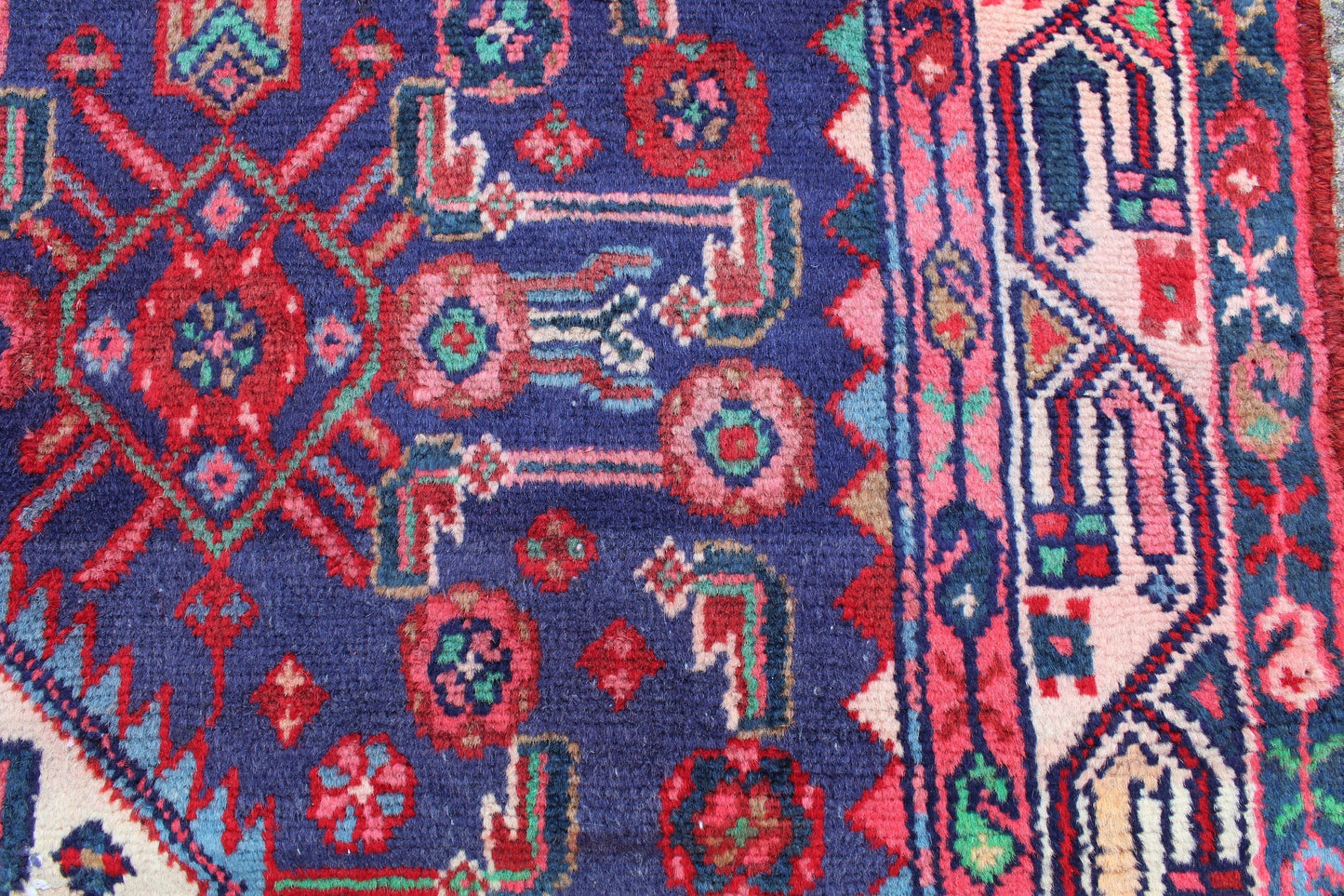 Blue Orange 4x6 Vintage Rug | Tribal Oriental Persian Rug | Kazak Bohemian Rug | Handmade Rug