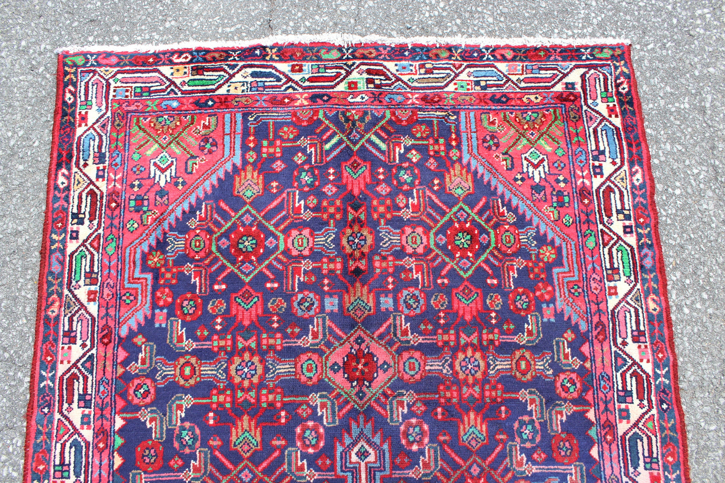 Blue Orange 4x6 Vintage Rug | Tribal Oriental Persian Rug | Kazak Bohemian Rug | Handmade Rug