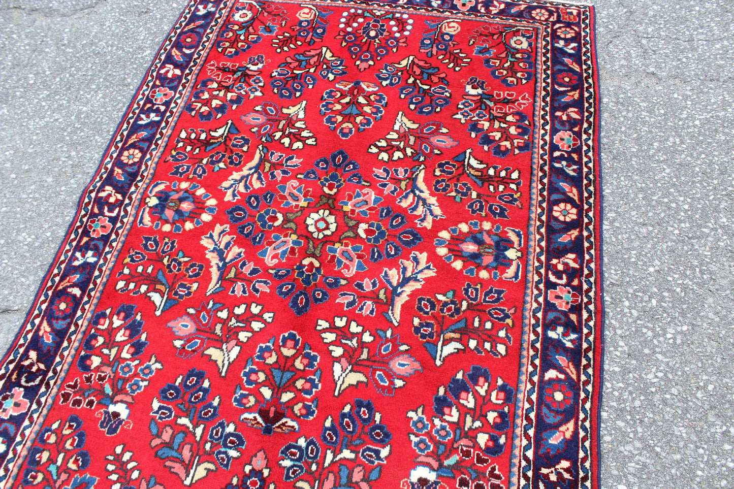 Red 4x5 Vintage Rug | Tribal Oriental Persian Rug | Kazak Bohemian Rug | Handmade Rug