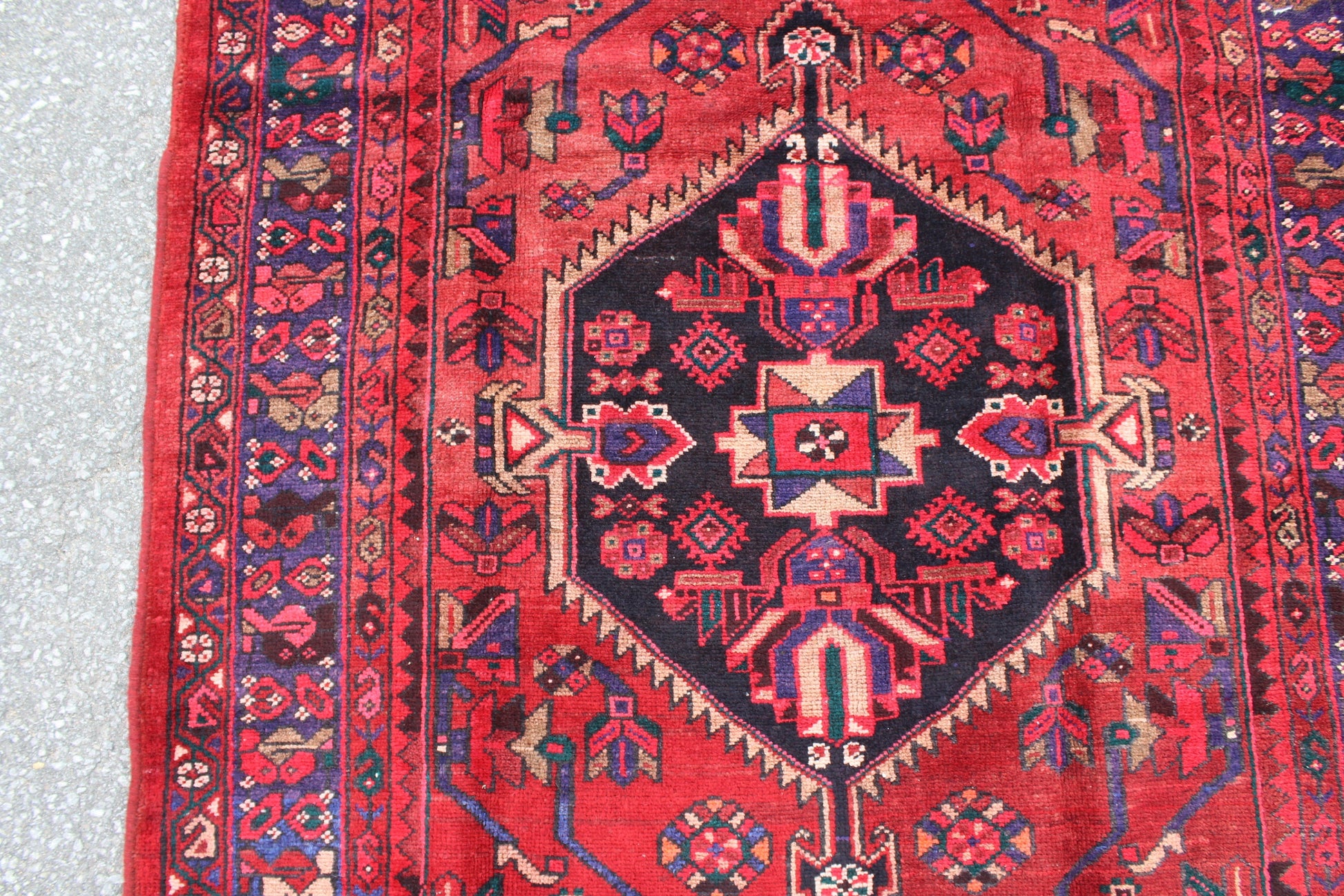 Red 4x8 Vintage Rug | Tribal Oriental Persian Rug | Kazak Bohemian Rug | Handmade Rug
