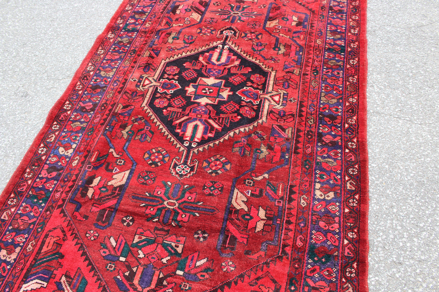 Red 4x8 Vintage Rug | Tribal Oriental Persian Rug | Kazak Bohemian Rug | Handmade Rug