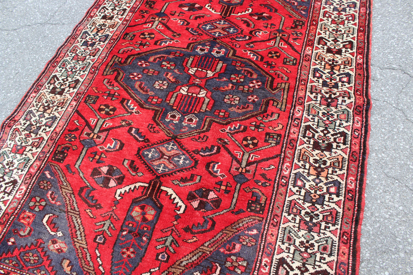 Red Blue 5x7 Vintage Rug | Tribal Oriental Persian Rug | Kazak Bohemian Rug | Handmade Rug