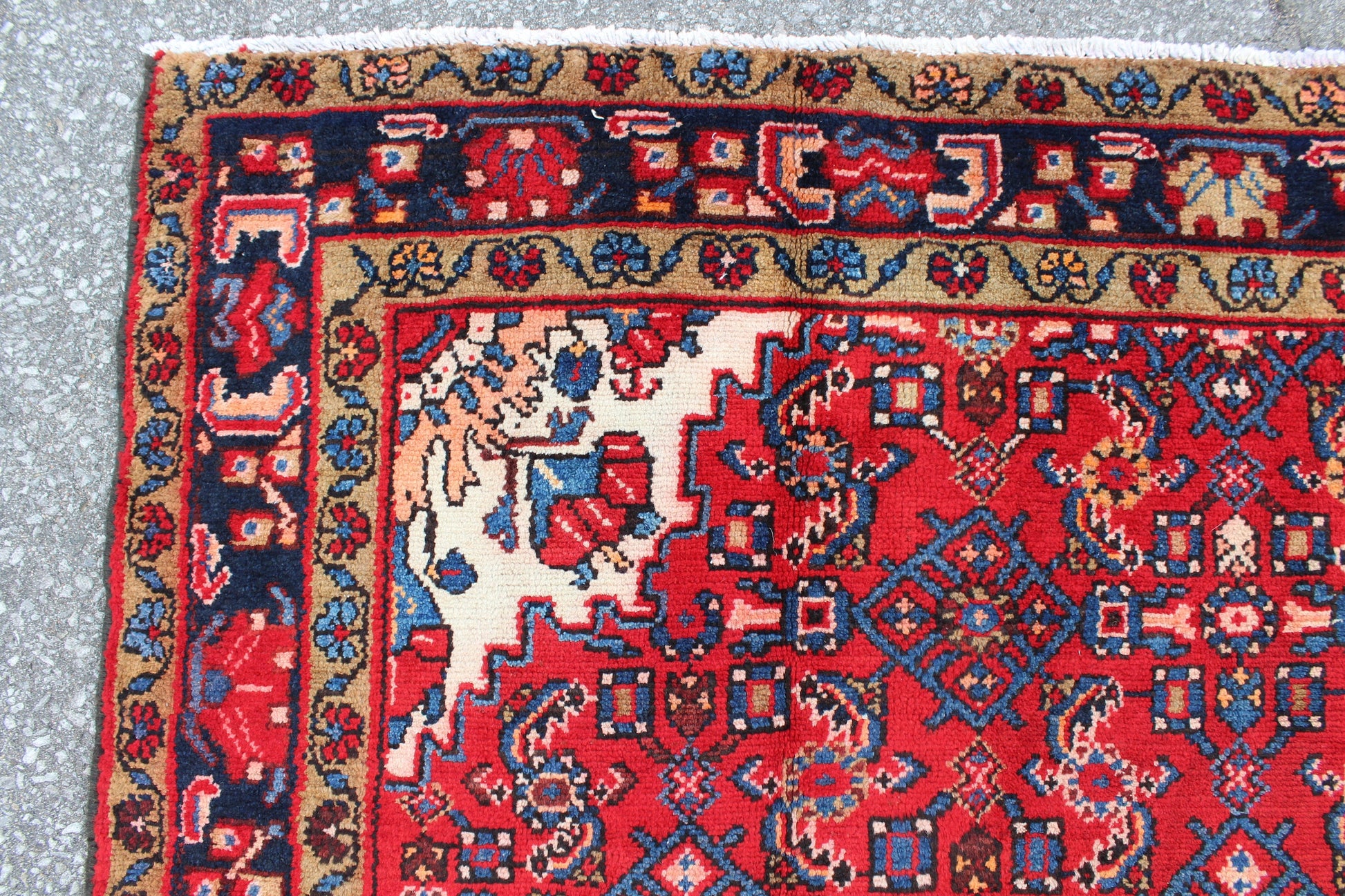 Red Blue 5x8 Vintage Rug | Tribal Oriental Persian Rug | Kazak Bohemian Rug | Handmade Rug