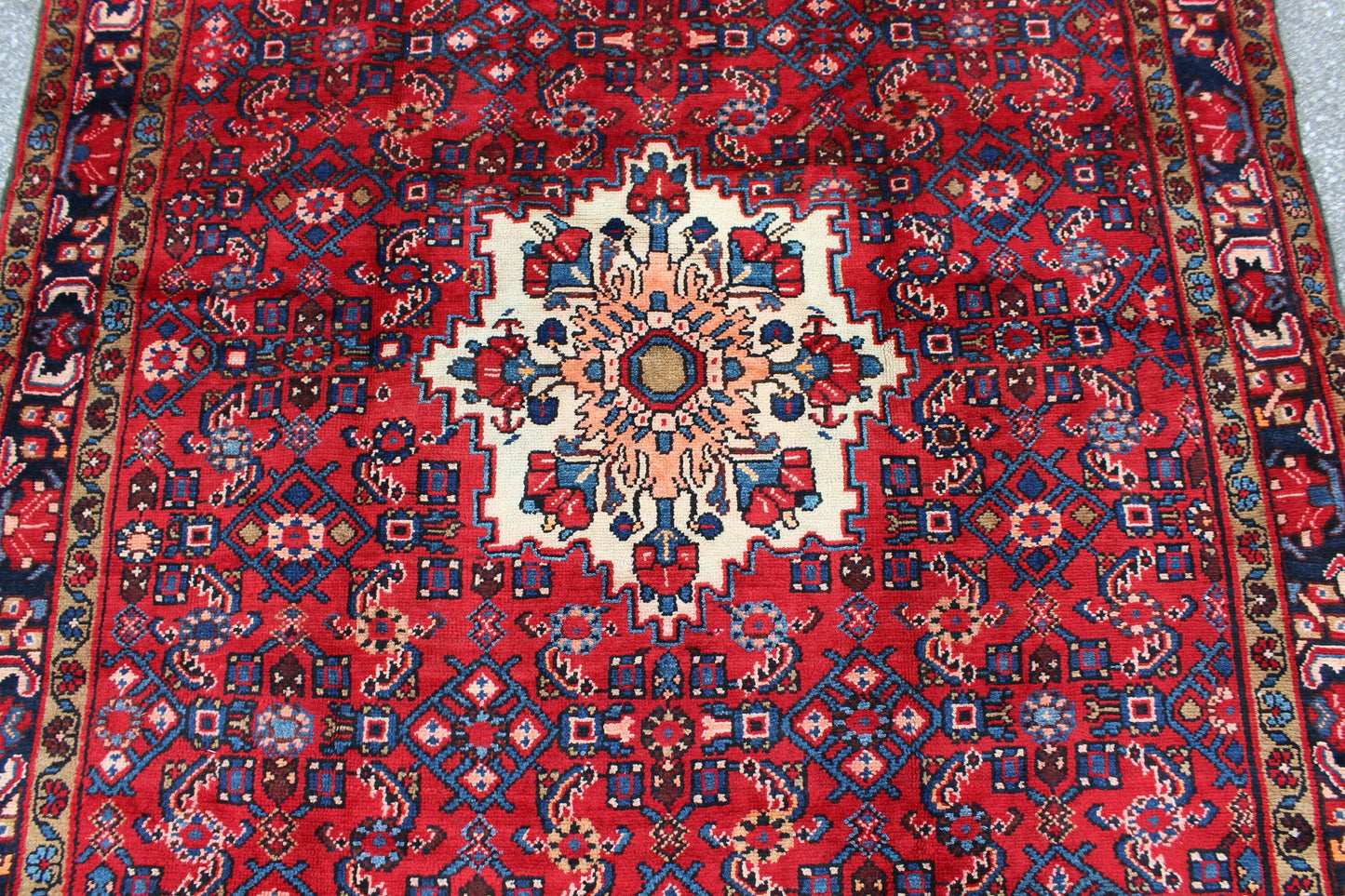 Red Blue 5x8 Vintage Rug | Tribal Oriental Persian Rug | Kazak Bohemian Rug | Handmade Rug