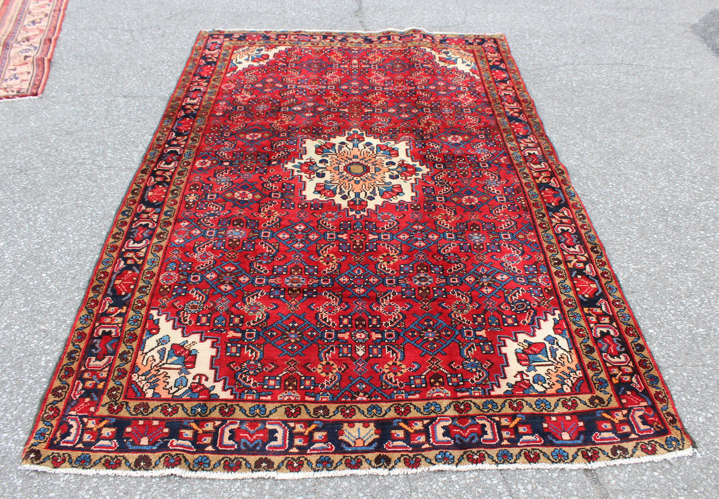 Red Blue 5x8 Vintage Rug | Tribal Oriental Persian Rug | Kazak Bohemian Rug | Handmade Rug