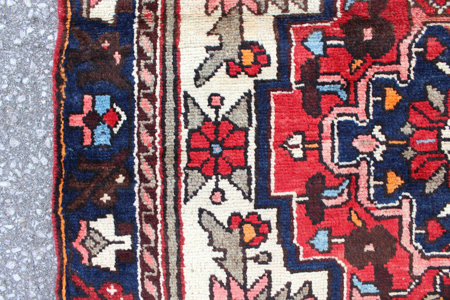 Red Blue 4x5 Vintage Rug | Tribal Oriental Persian Rug | Kazak Bohemian Rug | Handmade Rug