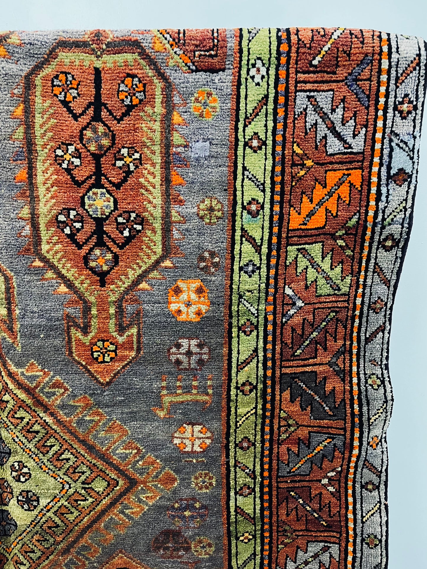 Tribal Vintage Grey Green 4'3" x 7'8" Area Rug