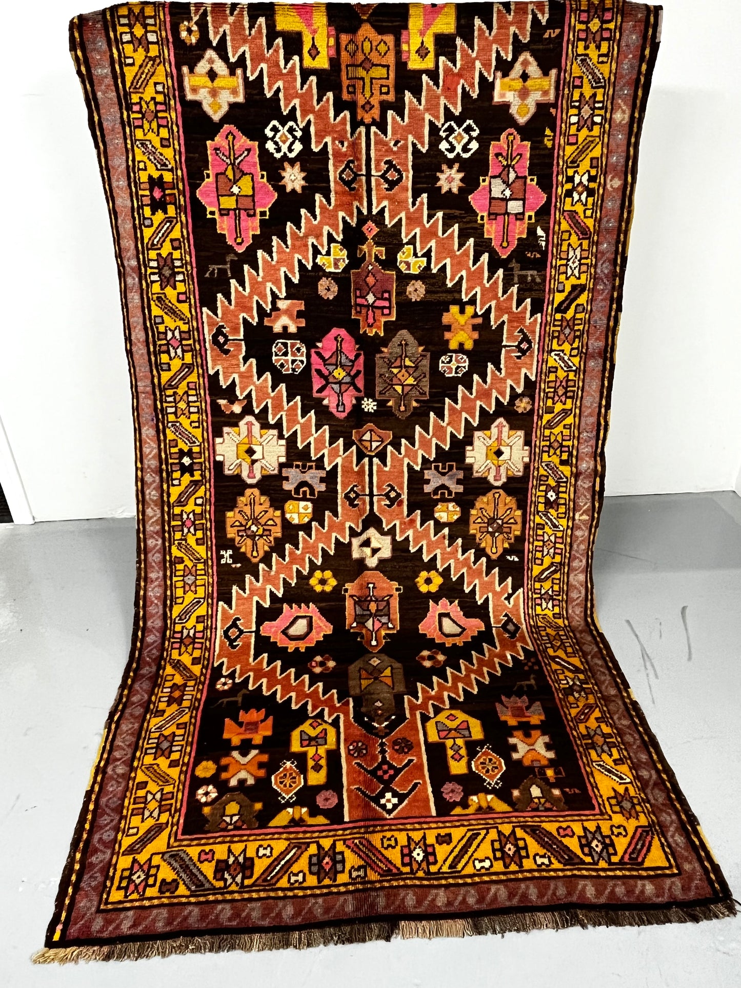 Long Tribal 4x10 Multicolor Geometric Runner Rug