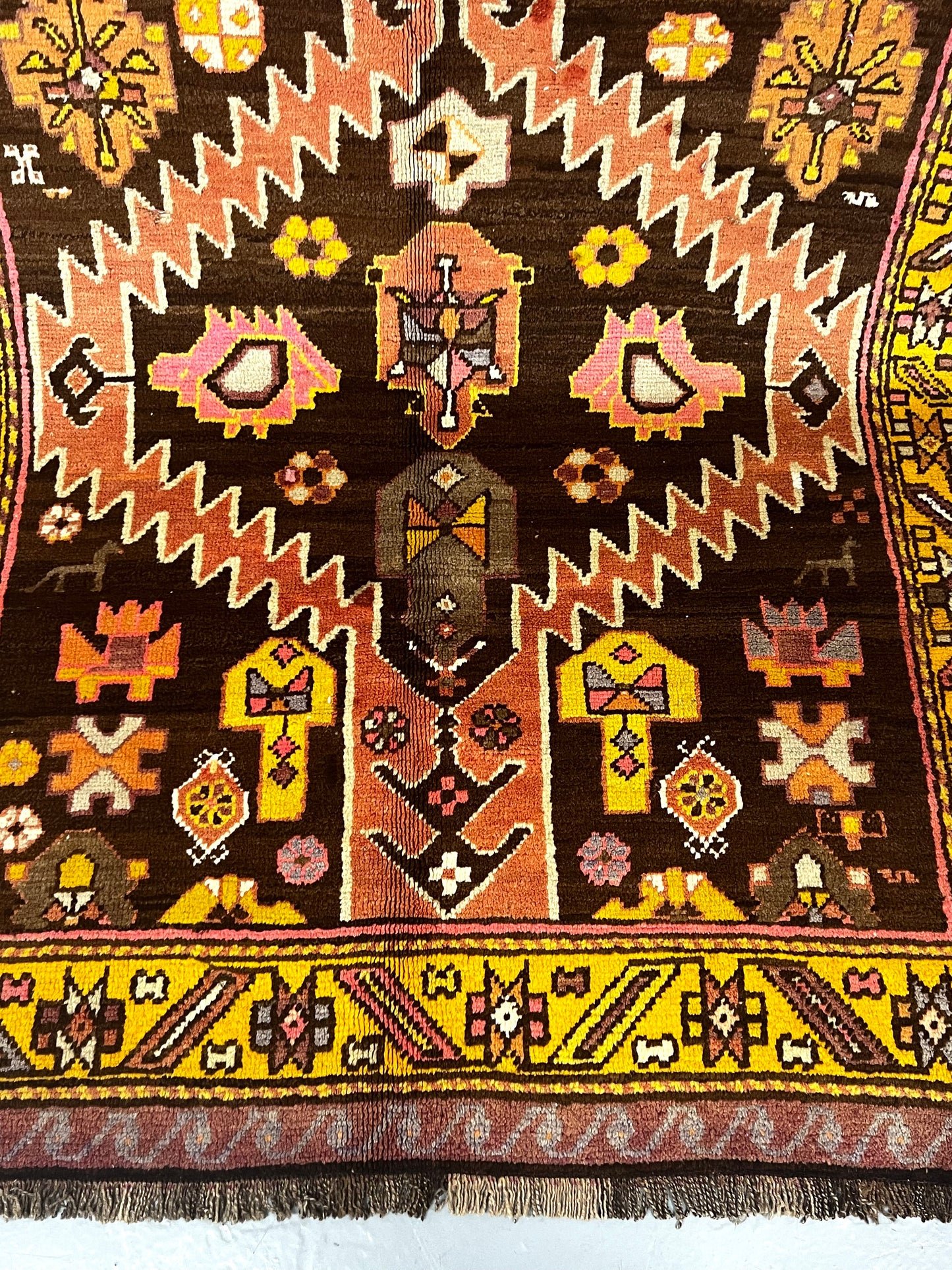 Long Tribal 4x10 Multicolor Geometric Runner Rug
