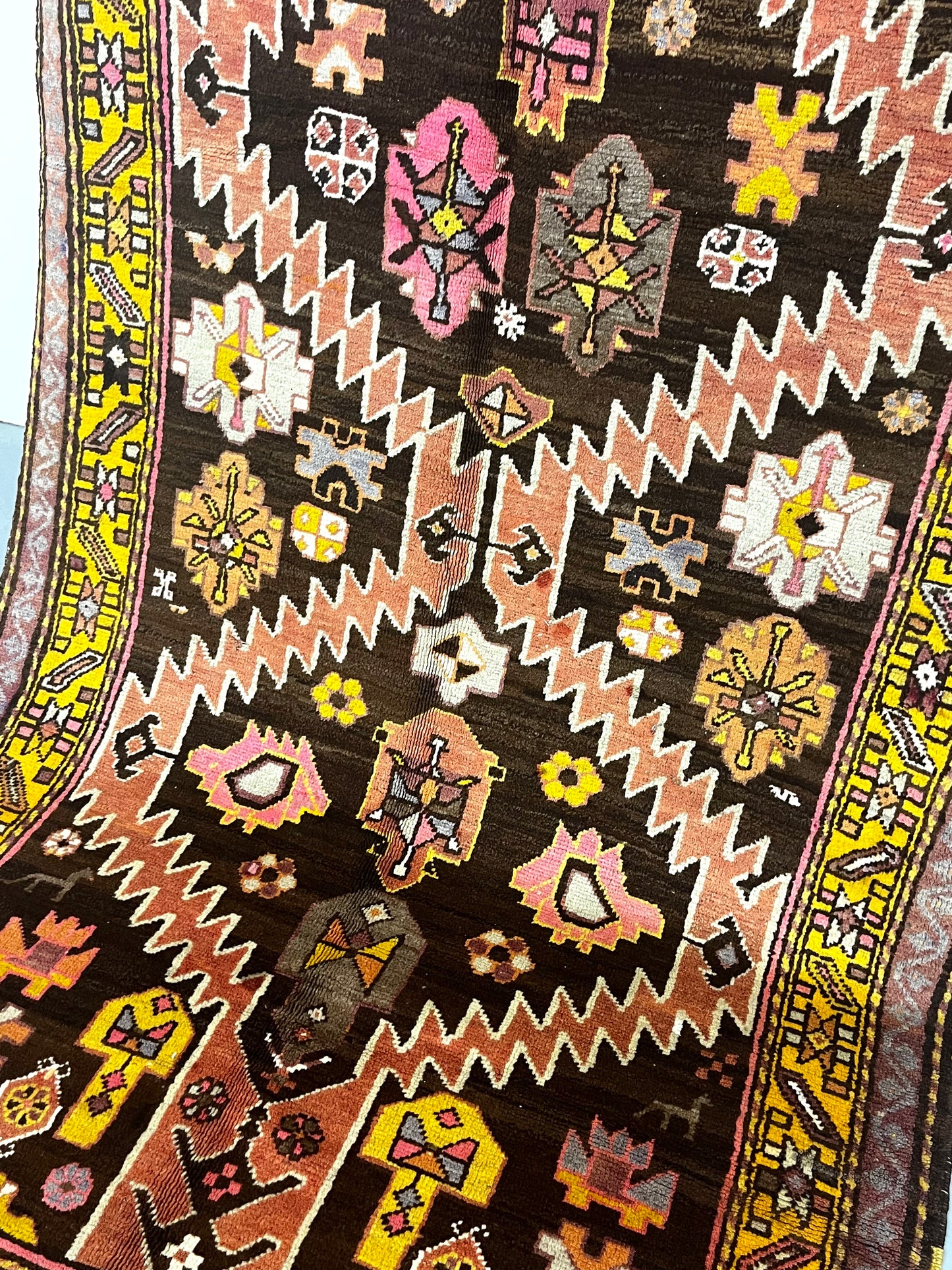 Long Tribal 4x10 Multicolor Geometric Runner Rug