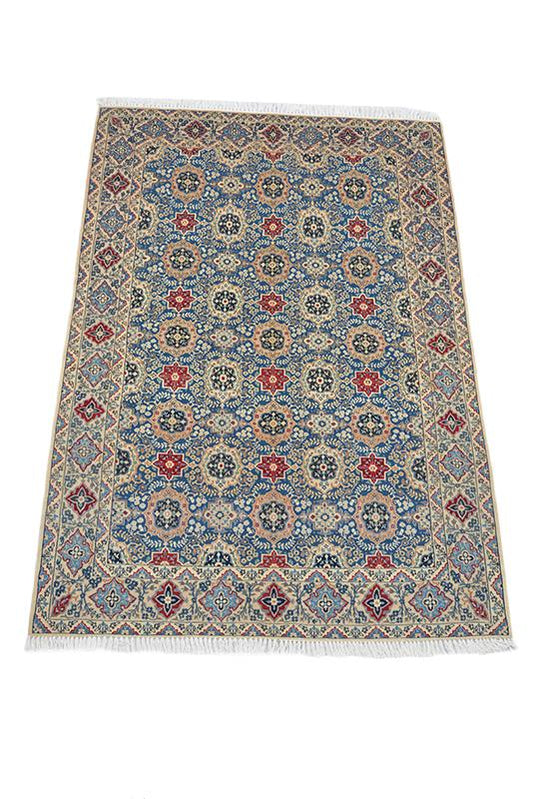 Oriental 5x8 Grid Floral Wool Hand Knotted Area Rug