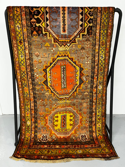 Vintage Brown Orange 4 x 7 Tribal Area Rug