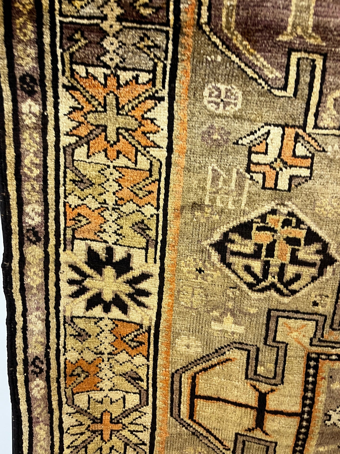 Brown Geometric Tribal Vintage 3'8" x 4'3" Runner Rug