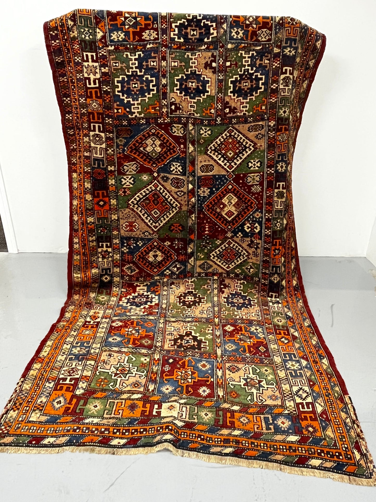 Tribal 5x10 Multicolor Grid Pattern Runner Rug