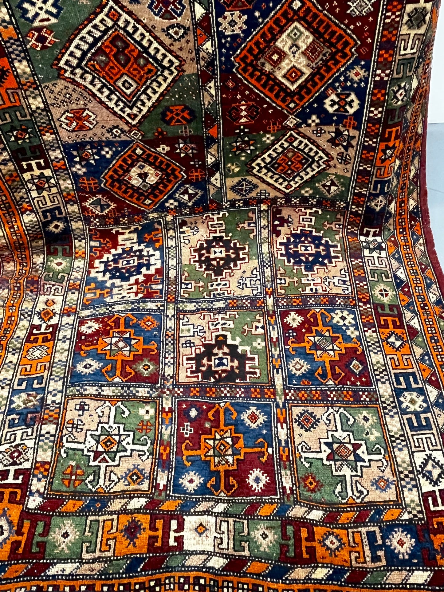 Tribal 5x10 Multicolor Grid Pattern Runner Rug