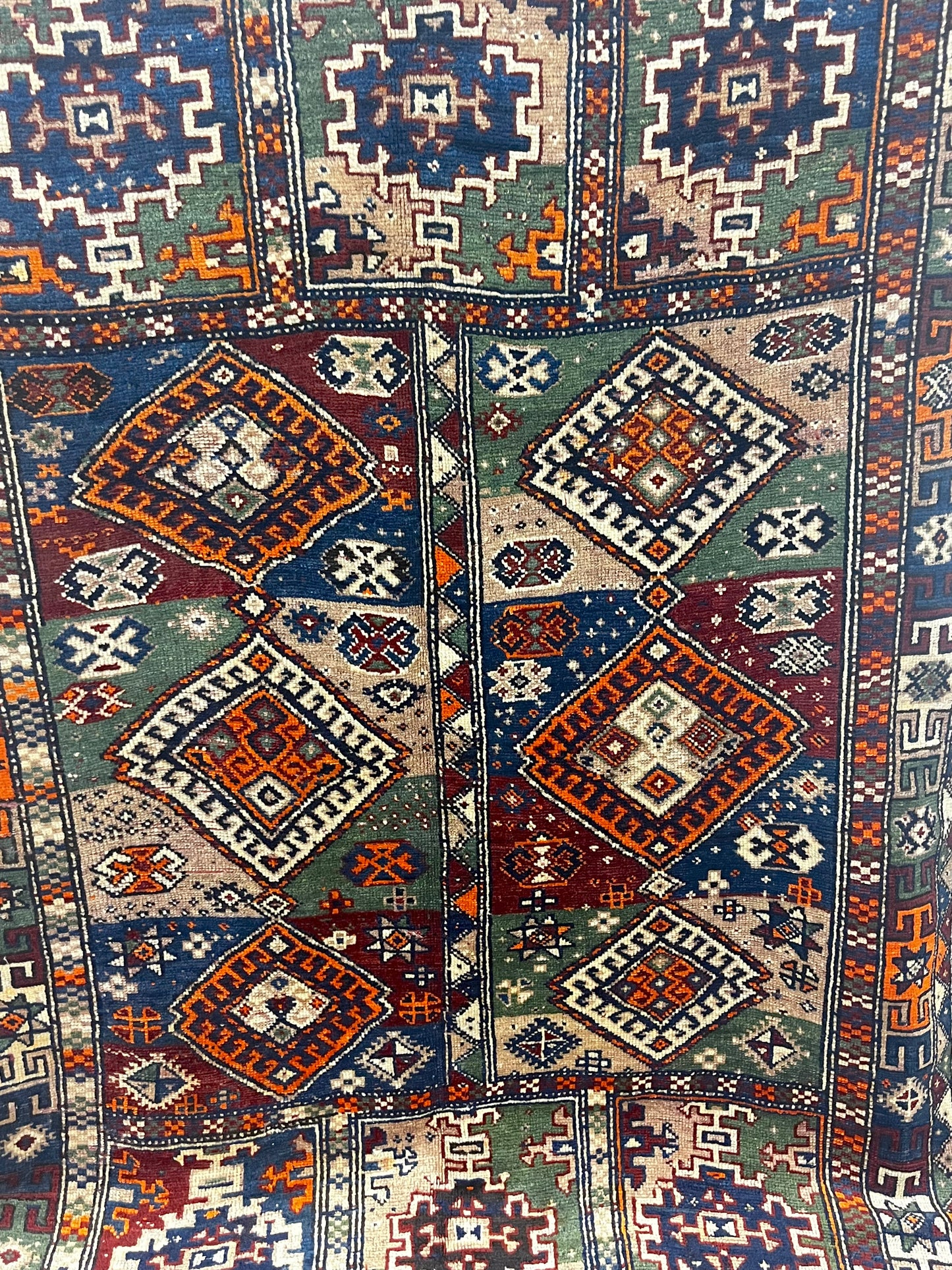 Tribal 5x10 Multicolor Grid Pattern Runner Rug