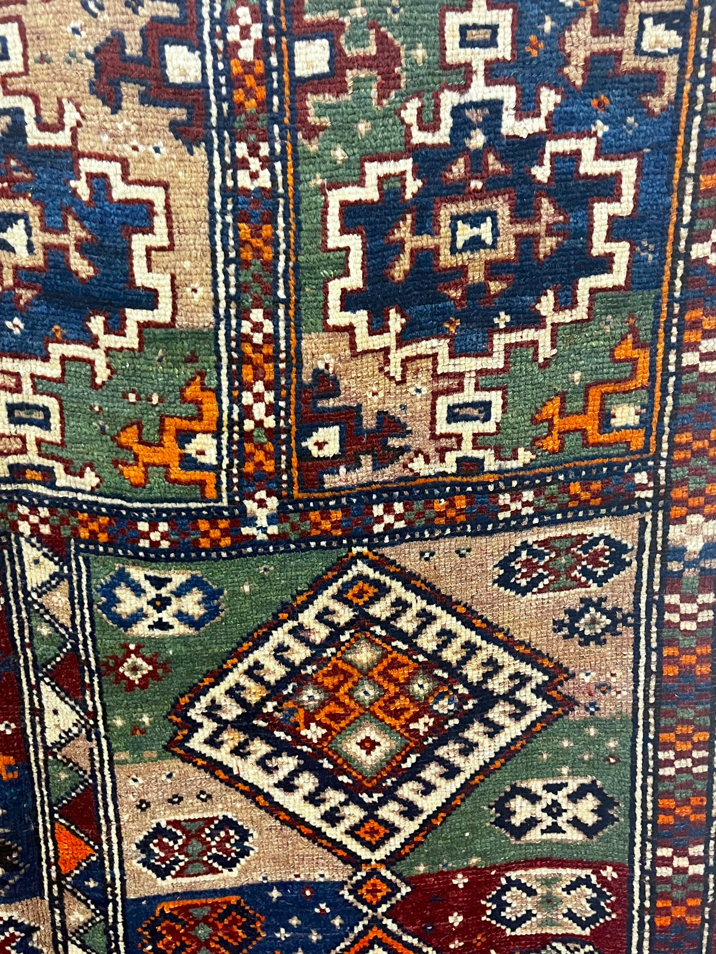 Tribal 5x10 Multicolor Grid Pattern Runner Rug