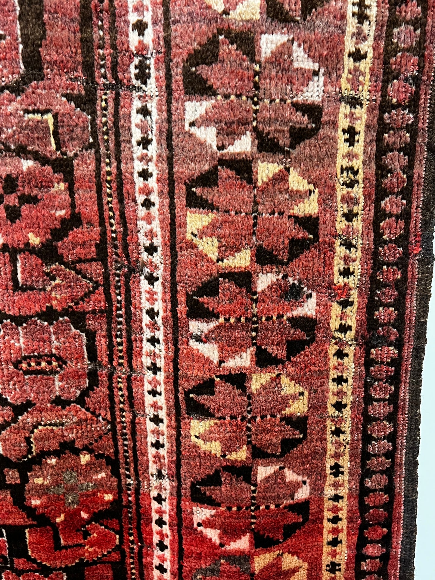 Red Brown Floral 4'4" x 8 Hand Knotted Runner Rug