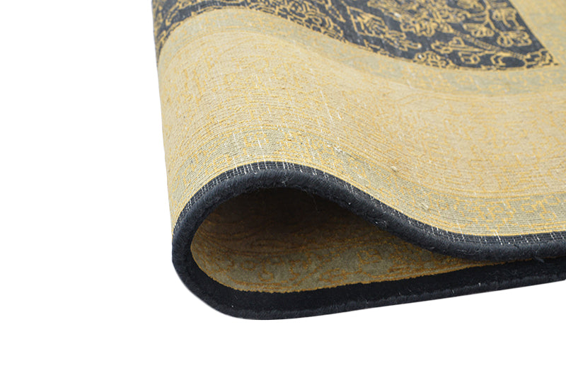 Black Gold Bordered Area Rug Handmade Wool Traditional 4 x 6
