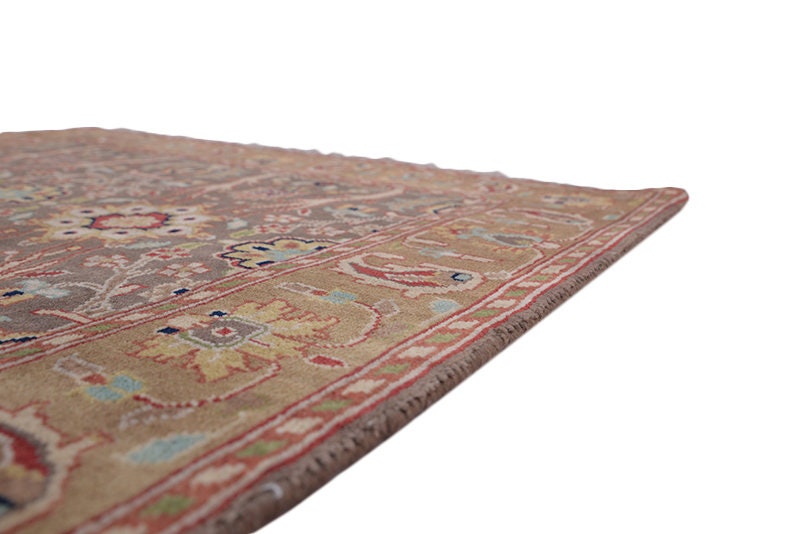 Antique Oriental Rug with Brown & Beige Floral Paisley Design | Size: 3 x 5 Ft | Rustic Home Design | Wool Handmade