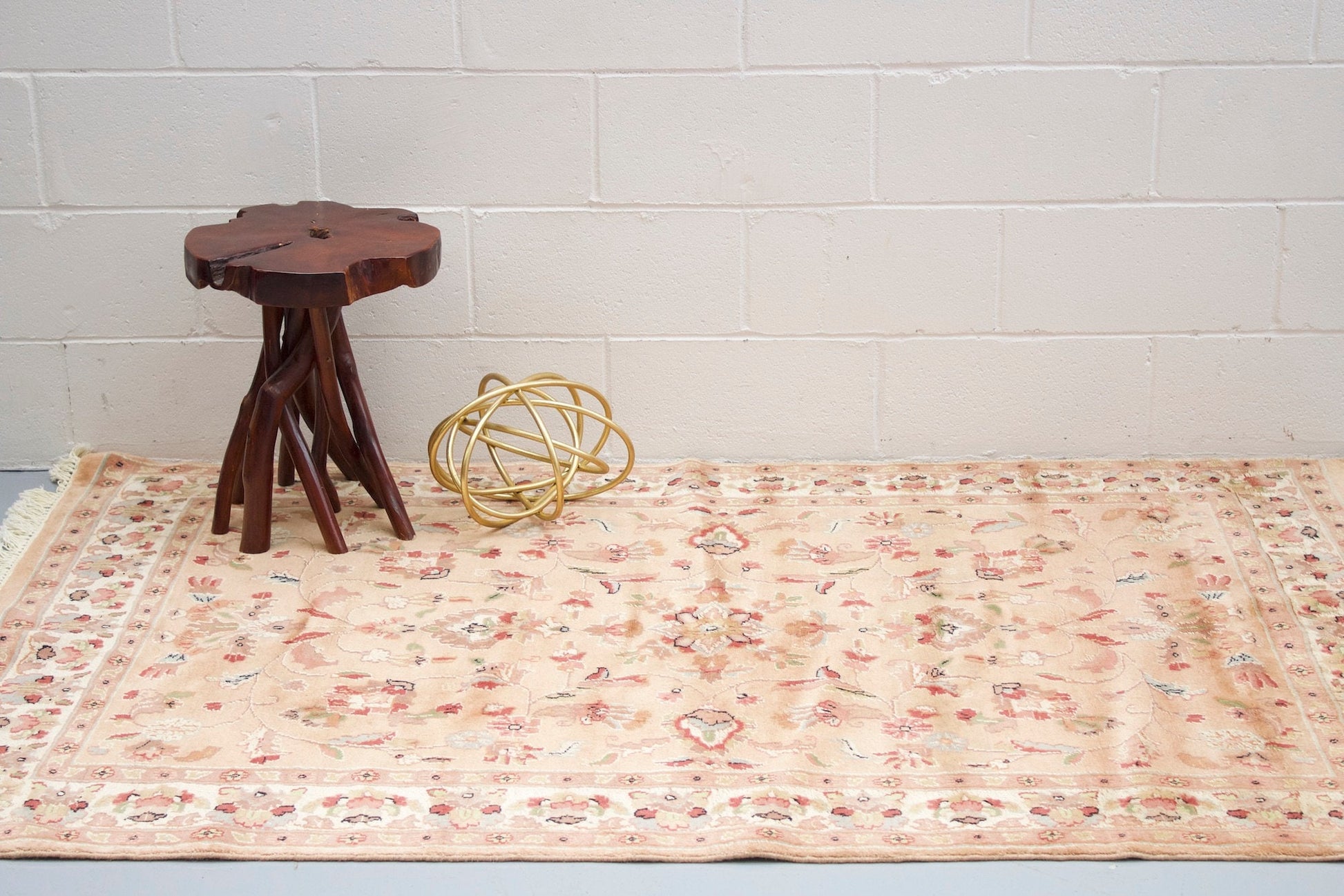 Neutral Vintage Rug | Oriental Pakistani Rug | Beige and Light Pink Rug | 4 x 6 Area Rug | Farmhouse Area Rug | Hand Knotted Traditional Rug