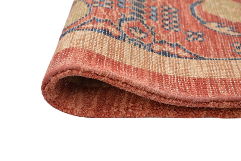 Vintage Orange 5x8 Blue Rug | Tribal Multi Color Medallion Rug | Hand Knotted Geometric Floor Accent Oriental Rug