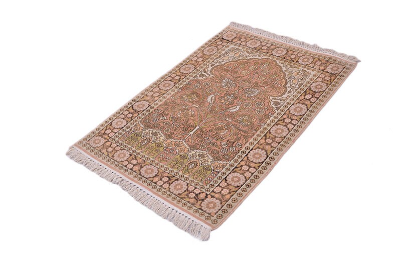 Oriental Beige Rug| Vintage Tan and Ivory | Wool Rug | Hand Knotted Area Rug | Floral Oriental Details