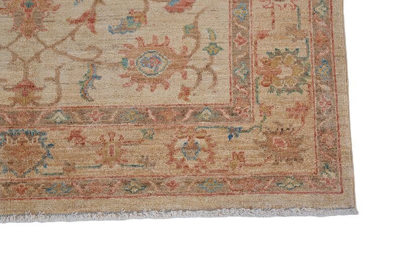 6 x 4 Feet Area Rug | Beige Oriental Rug |  Neutral Rug | Cream Orange Rug | Decorative Rug | Vintage Hand Knotted Rug | Floral Area Rug