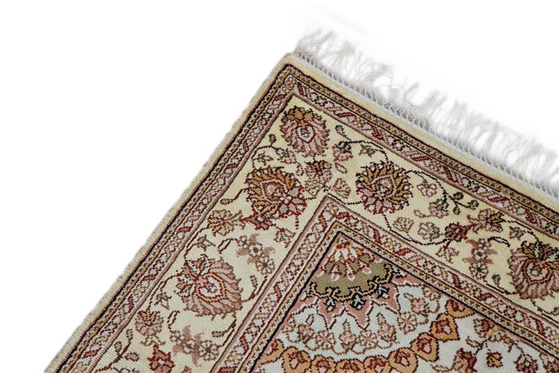 8' x 5' Rug | Blue Oriental  Rug | Oval Medallion Rug | Beige Blue Rug |  Persian Style Rug | Hand Knotted Rug