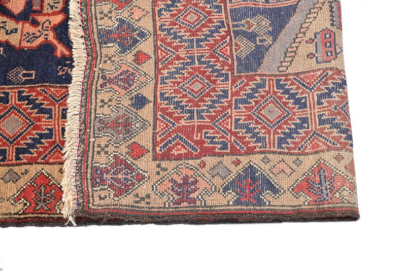 Vintage Stunning Handmade Runner Rug | Tribal Boho Runner | 3 x 12 ft Runner | Red Beige Runner | Hand Knotted Runner | Long Wool Runner