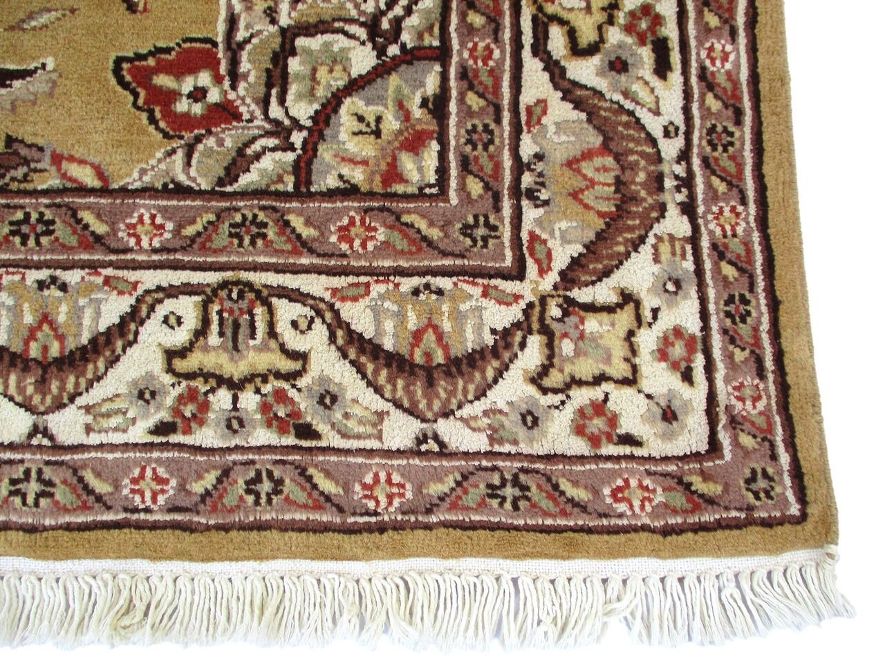 4x6 Rug | Gold Oriental Rug | Handmade Area Rug | Neutral Tone Rug | Antique Wool Rug | Gold Silk Rug | Medallion Rug | Gold Accent Rug