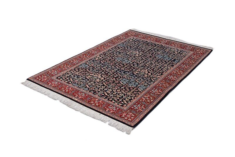 4 x 6 Vintage Red and Black Navy Rug, Hand Knotted Persian Oriental Rug | Floral Rug | Decorative Rug