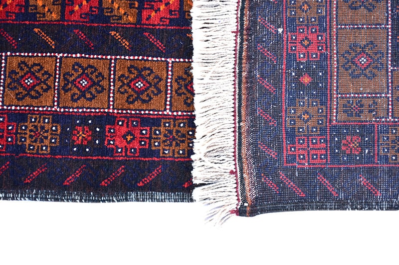 Vintage Runner Rug | Red and Blue Rug | Tribal Print Rug | Runner Rug | 3 x 11 Runner Rug | Wool