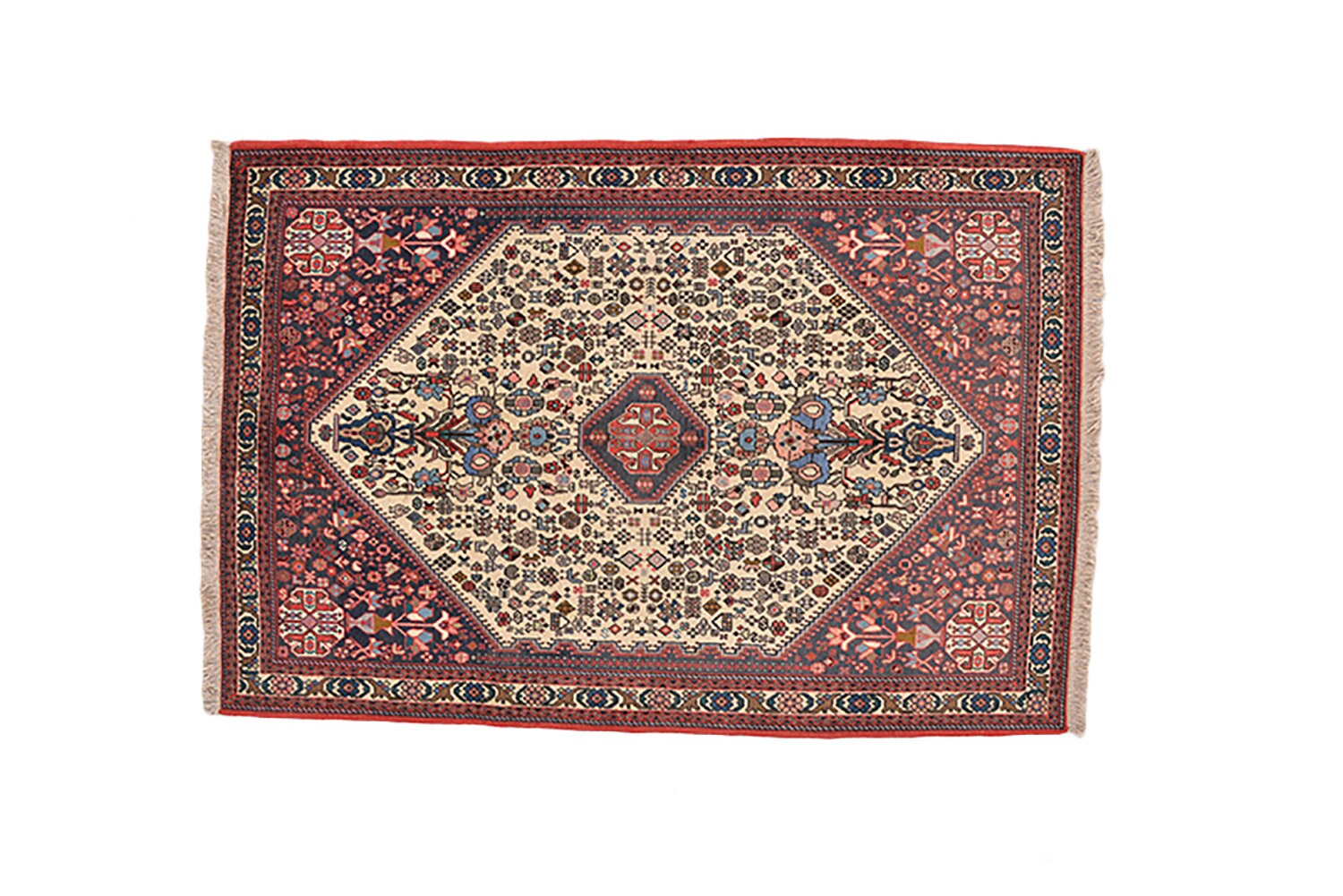 Pink Kazak 4x6 Vintage Rug | Beige Hexagon Medallion Rug | Miniature Floral Rug | Hand Knotted Wool Antique Rug