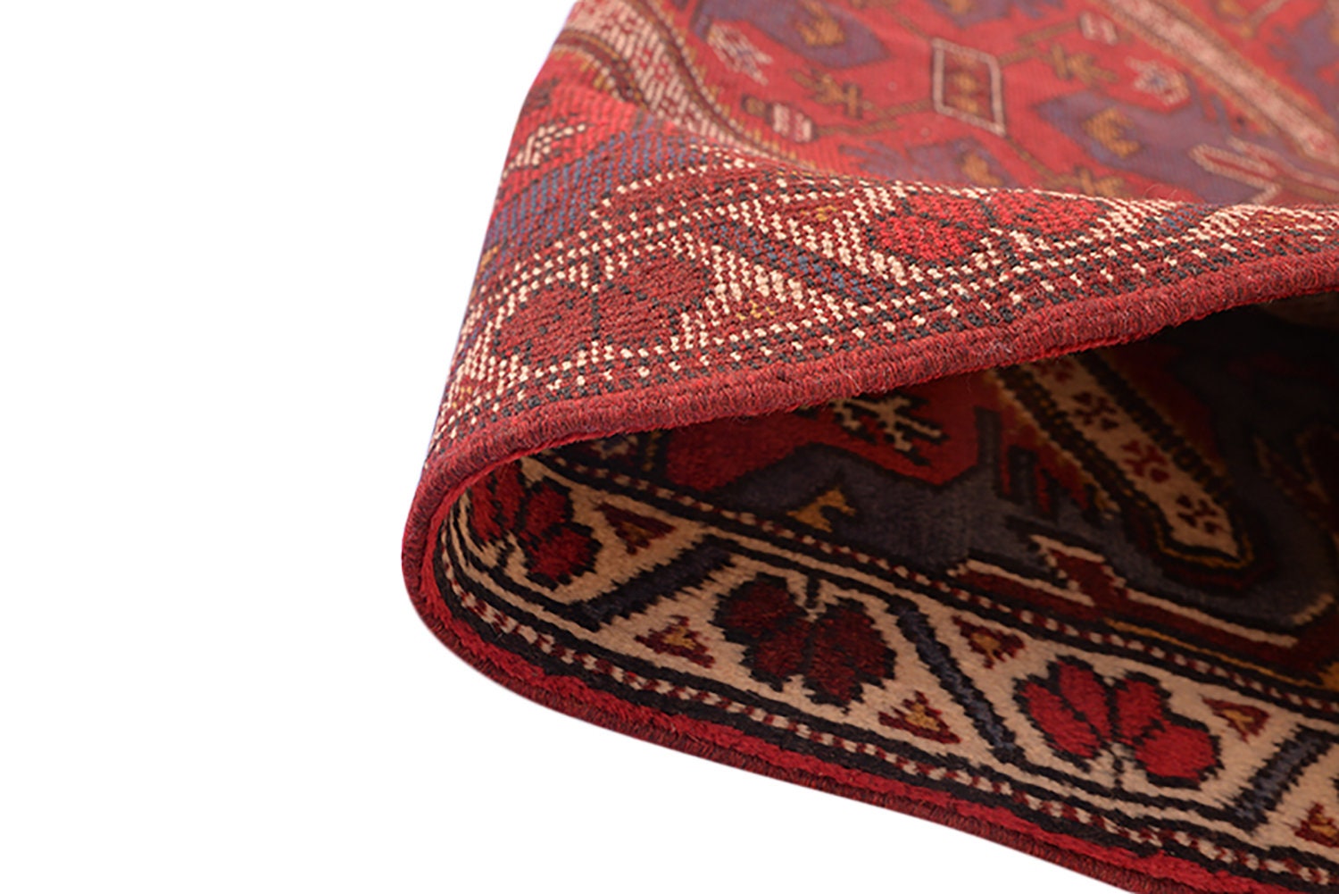 Tribal Kazak Red Blue Rug | 3x6 RunnerRug | Geometric Pattern Rug | Kitchen Accent Wool Hand Knotted Rug